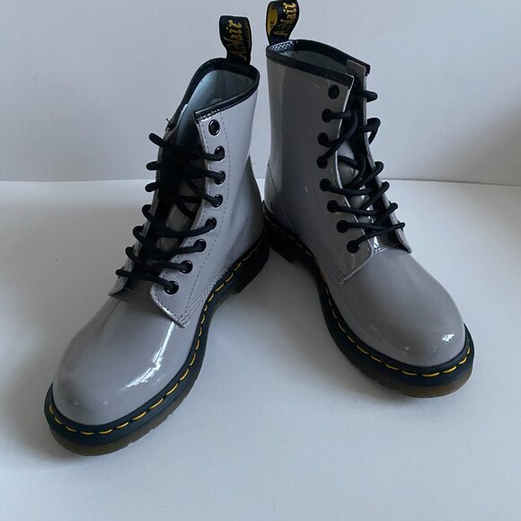 NWT Dr. Martens 1460 Zinc Gray Lamper Patent Leather Women's Boots Size 7 27635 - Picture 3 of 16